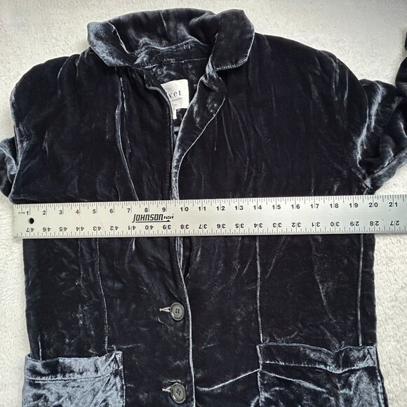 Velvet Graham & Spencer Womens Black Velvet Two-Button Blazer Jacket XS Pockets - Picture 7 of 9